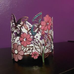 Bath & Body Works Pink and Purple Floral Candle Holder